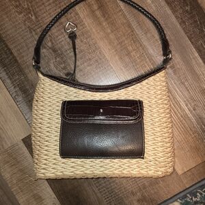 Brighton Edna Brown and Tan Woven Shoulder Bag
